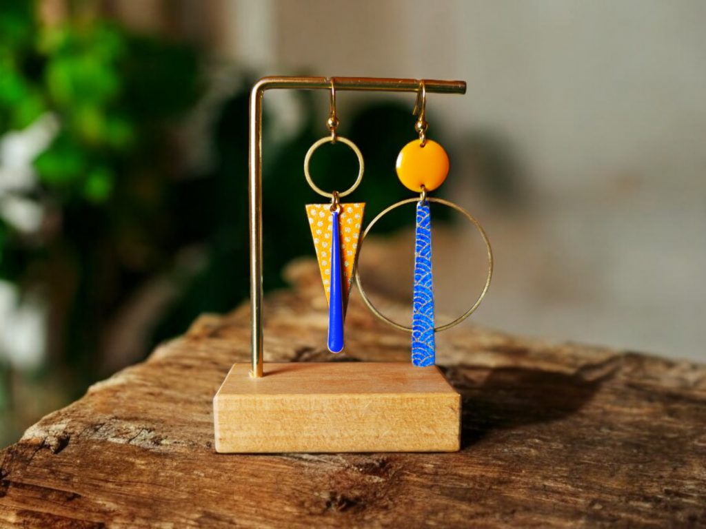 Boucles d'oreilles washi/laiton